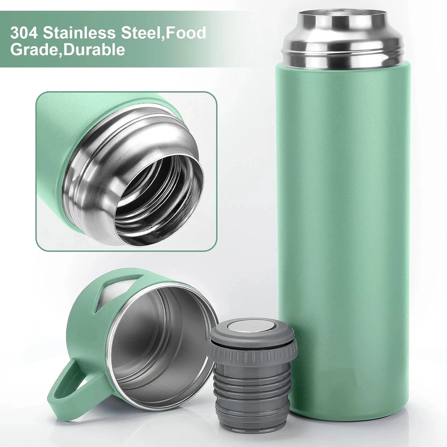 Lightweight Portable Design BPA-Free Material Stainless Steel Double Wall 500ml Vacuum Flask Cup Set