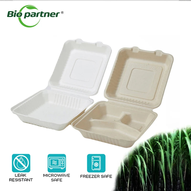 Wholesale PFAS Free Biological Disposable Sugarcane Bagasse Pulp Clamshell Container for Sushi Jelly Canned Food-Custom Size