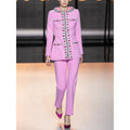 A9716 Western Styles Beaded Women Two Pieces Suits Plus Size Ladies Two Pieces Pants Suits