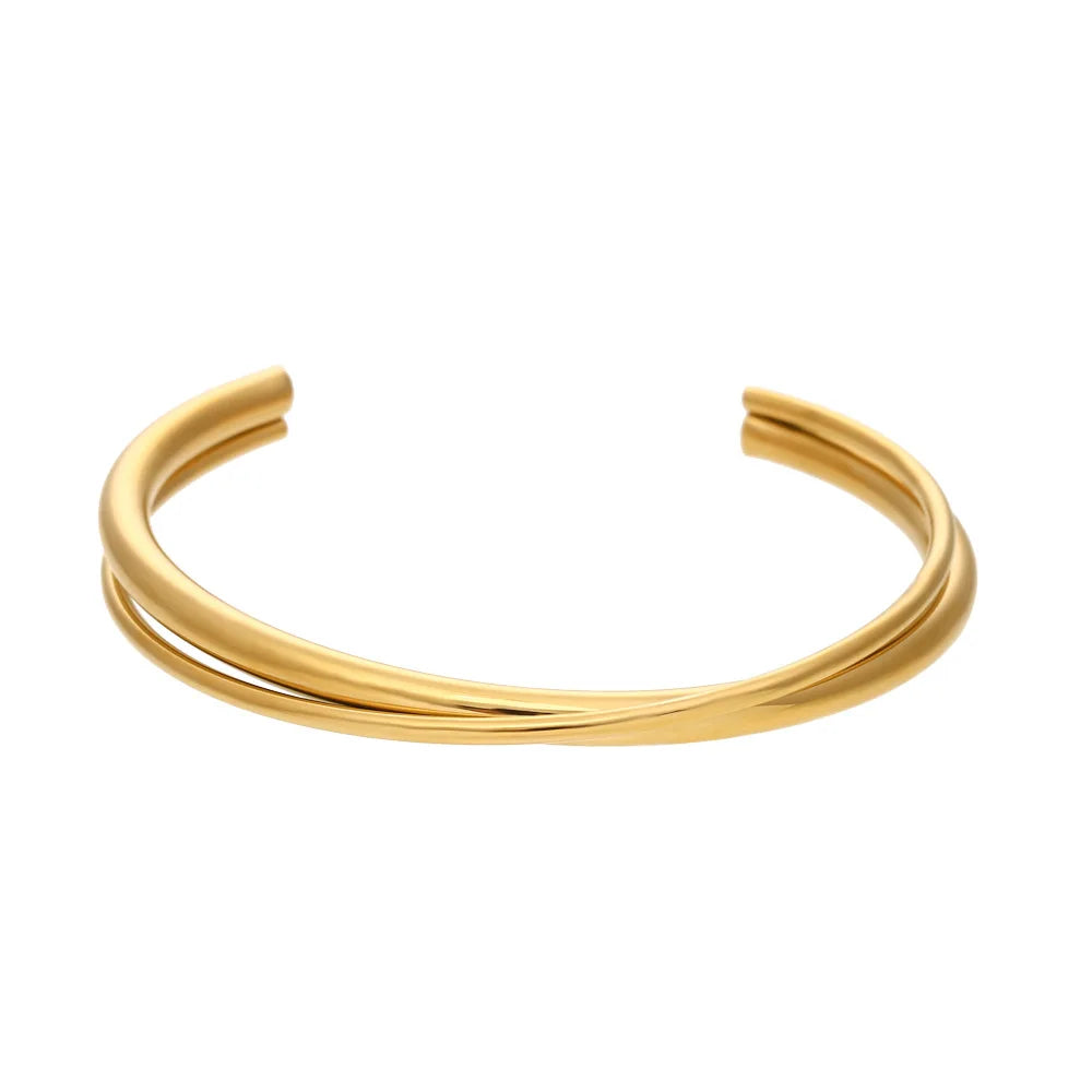 Women's Jewelry Stainless Steel Bracelet Simple Light Luxury Temperament Opening Leaf Twist Knot Bracelet