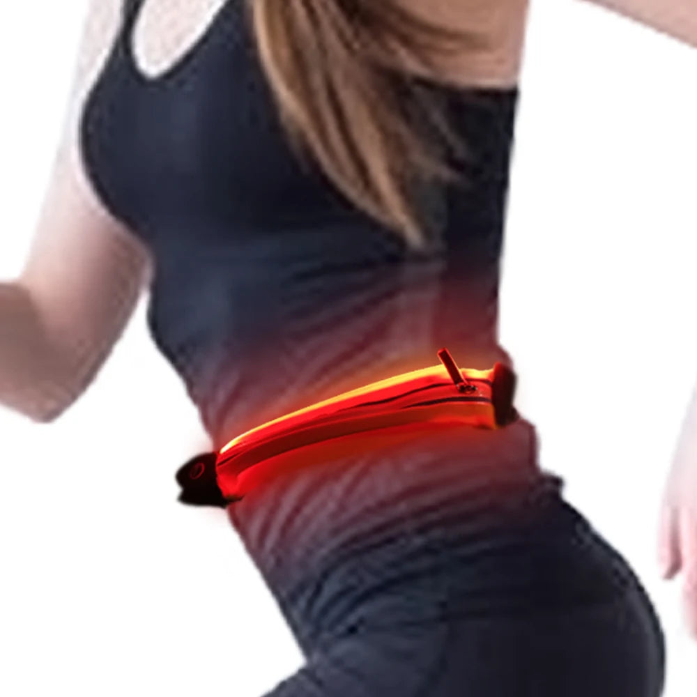 Neon Glo Flashing Elastic Running Run Waist Belt Fanny Pack Led With Waist Pockets for Women and Men