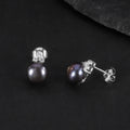 D1018 Abiding Jewelry Factory 9mm Black Fresh Water Pearl Pearl Stud Mixed Wholesale Price 925 Sterling Silver Earrings