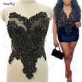 WDP-295 Crystal Panel Green and Silver Black Rhinestone Bodice Strass Applique for Fashion Girls Dress