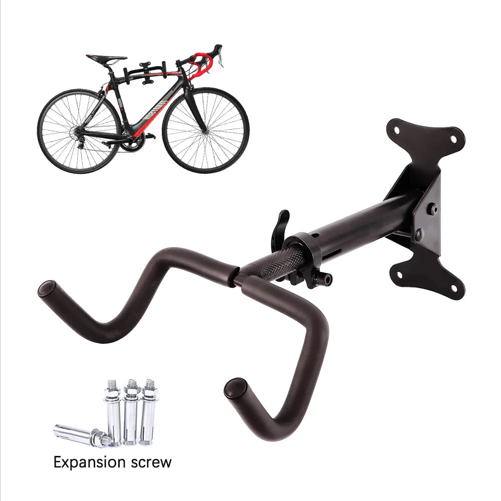 Adjustable Foldable Steel MTB Bicycle Rack Wall Mounted with Thickened Load-bearing for Bike Storage Black for 700C Bikes