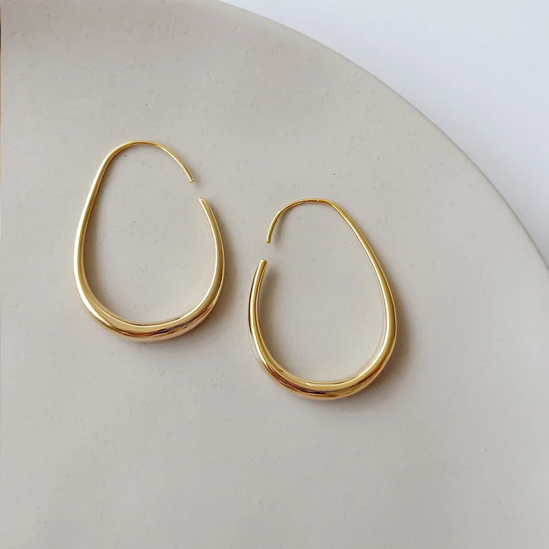 Drop Shaped Pendant 14k Gold Earrings Contracted Style Drop Earrings for Women