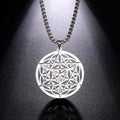 Merkabah Over Flower of Life Pendant Necklace Star Tetrahedron Sacred Geometry Kabbalah Amulet Stainless Steel Jewelry