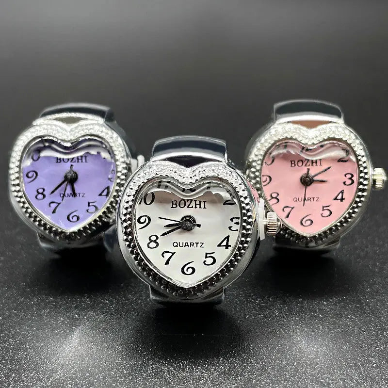 Wholesale Alloy case Sweet Heart Shape Quartz Ring Watch Trend Fashion Finger Watch for Men and Women