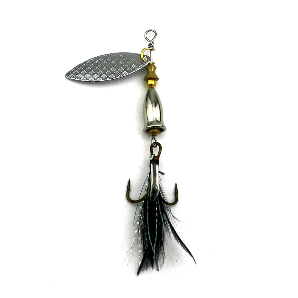 Wholesale SP199 6cm 6g Metal Spinner Baits Spoon Fishing Lures with Feather Hook