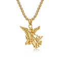 18k Gold Stainless Steel Saint Michael Pendant Necklace Archangel Michael Pendant Necklace
