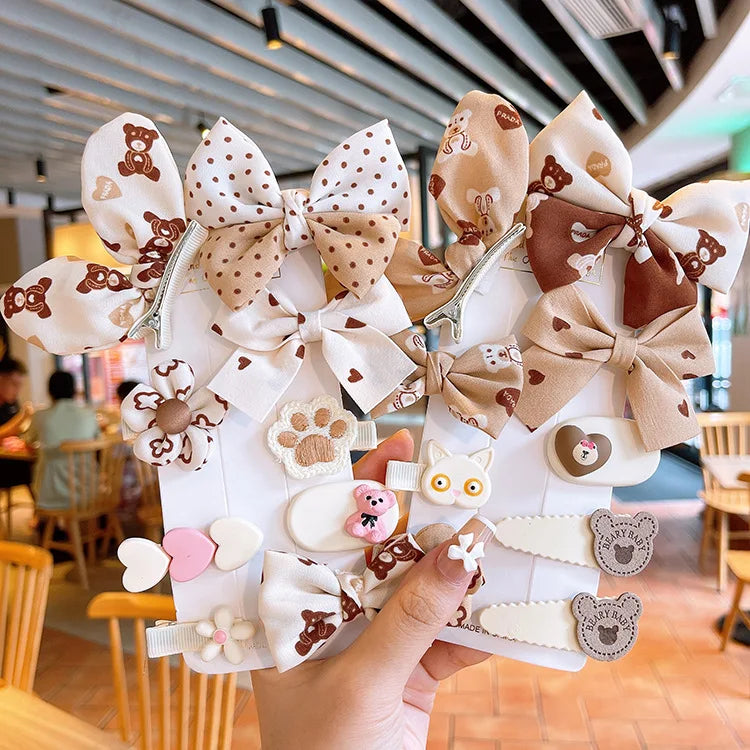Cute Cartoon Plush Bow Hairpins Set Kids Girls Hair Clips Barrettes Accessories Women Princess Hairclip Headwear Headdress