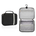 Relavel Black Nylon Small Toiletry Bag Hanging Toiletries Storage Bag with Portable Handle Multi-function Wash Bag