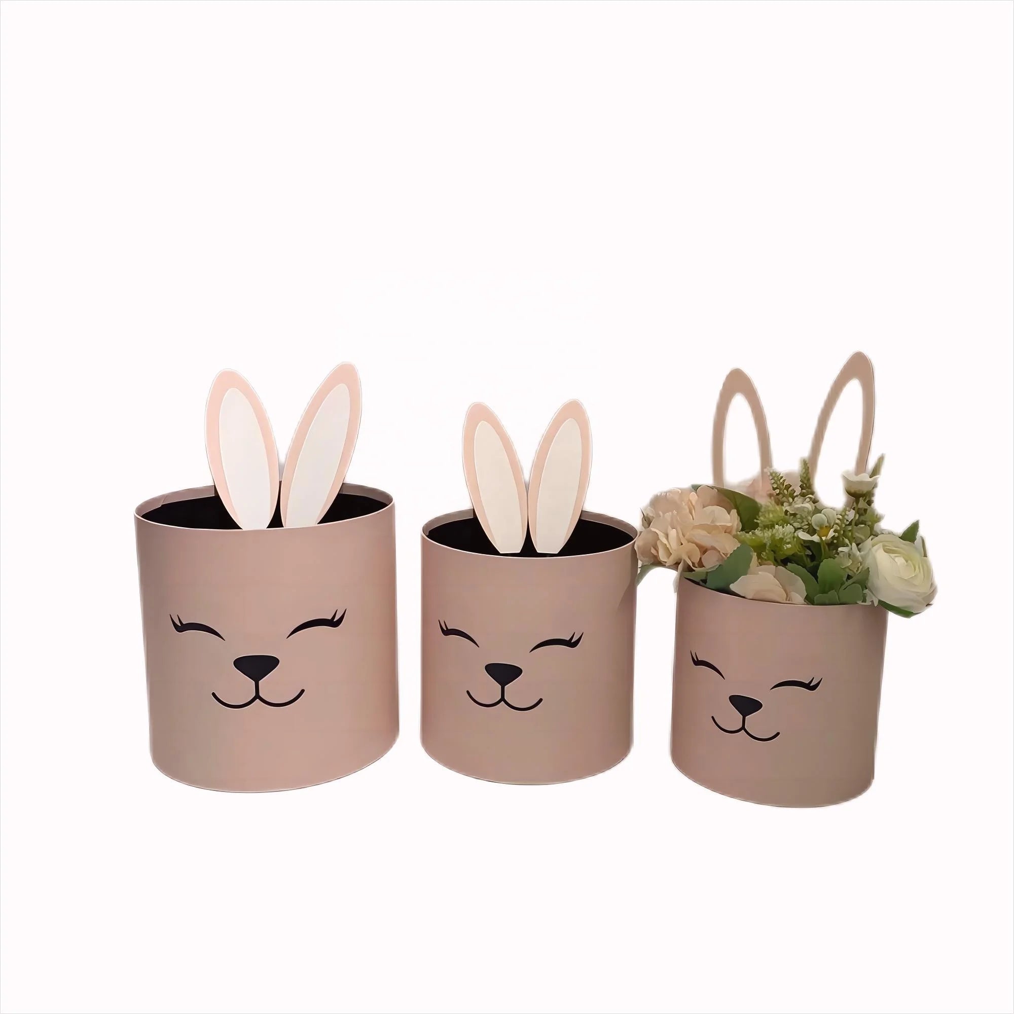 YoYo Packaging Cute Rabbit Modeling Three-Piece Set Hug Bucket Flower Bucket
