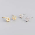 Dropshipping 925 Sterling Silver Flower Shaped Diamond Cubic Zircon Stud Earring Jewelry for Women
