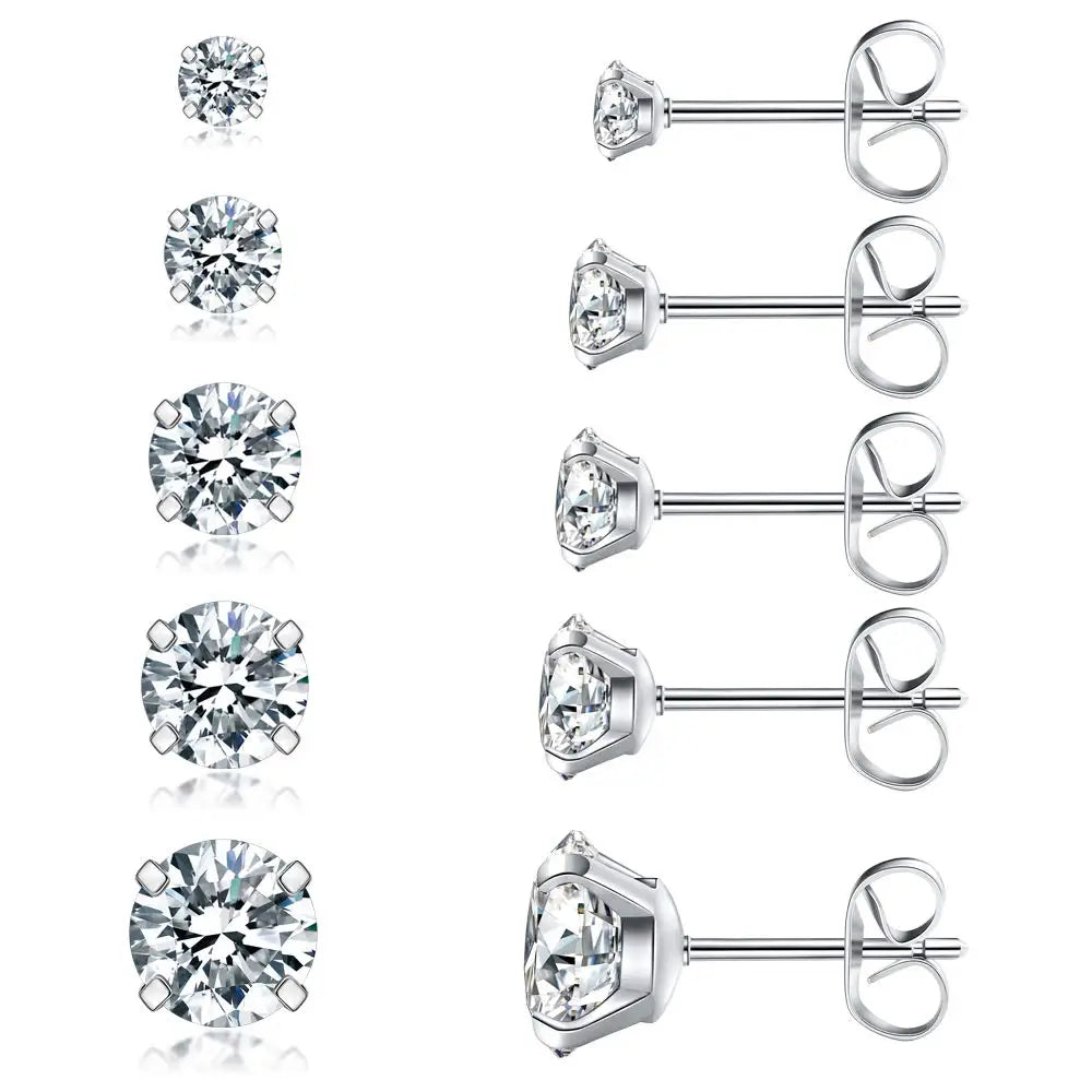 Hypoallergenic Cubic Zirconia Earrings 316L Stainless Steel  Titanium Stud Earrings Jewelry for Women Brides Wedding Anniversary