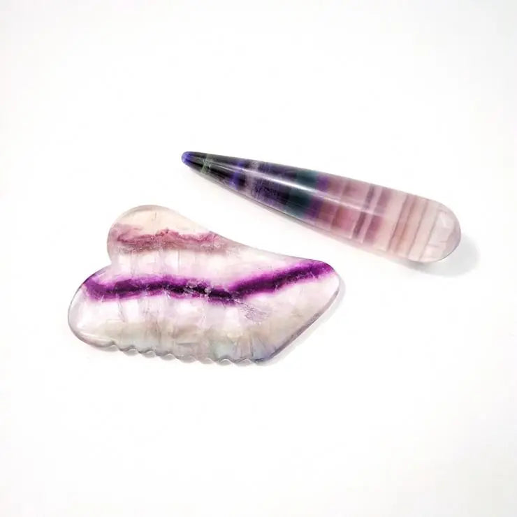 2026 amethyst purple Fluorite white guasha Fluorite pink crystal custom jade tool gua sha stone massage scraping tool