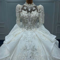 Modern High Neck Puff Sleeve Luxury Ball Gown Wedding Dress for Women Jancember MN175