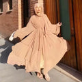 3 Layers Dubai Turkey  Oman Elegant Chiffon Kimono for Women Solid Color 3 Layers Open Islamic Clothing Muslim Dresses Abaya