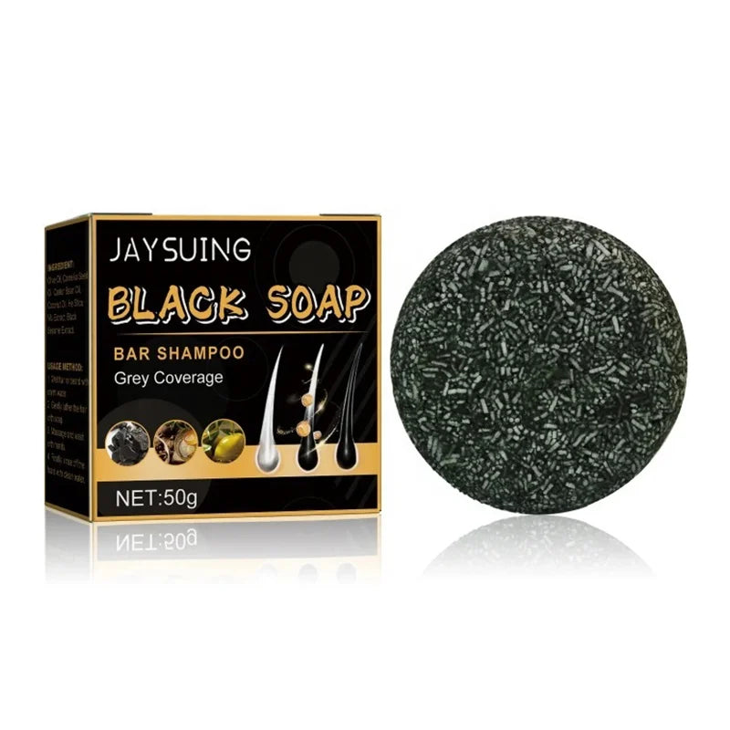 White Hair Darkening Shampoo Soap Restore Gray Beard and Hair Natural Color Soap Gray White to Black Dye Hair Fixing Shampoo Bar