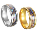 Fashion 8MM Colorful Abalone Shell Stainless Steel Ring Inlay for Women Engagement Wedding Bands