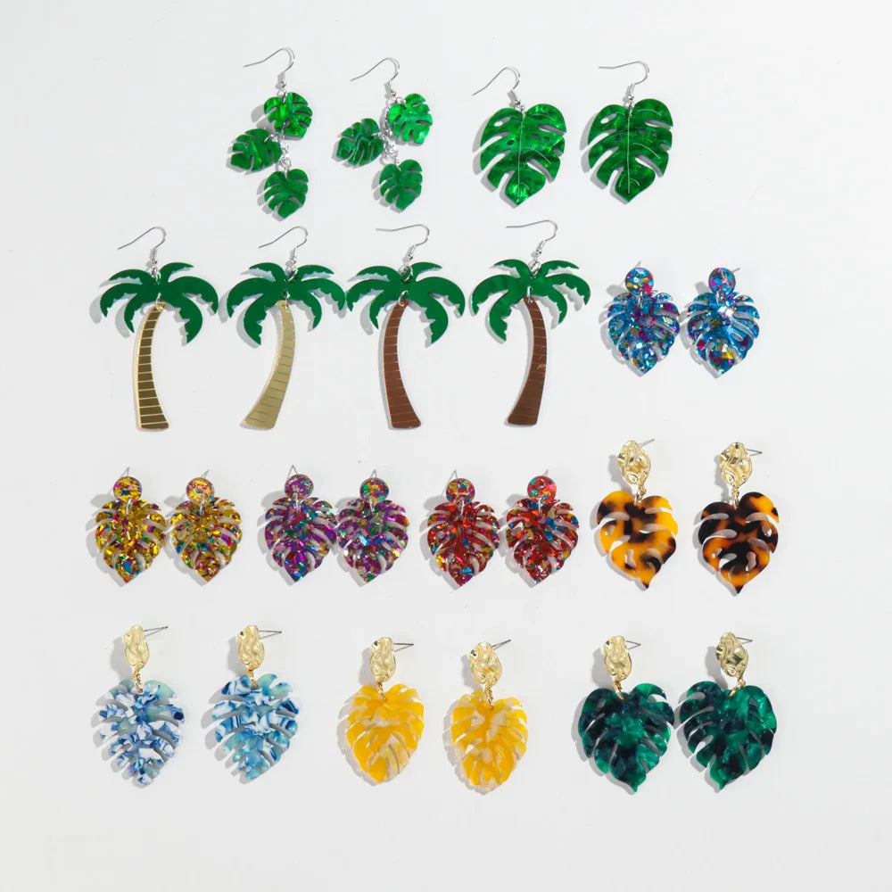 Trending Acetate Earrings New Pattern Acrylic Leaf Earrings Fresh Simplicity Acetic Acid Board Leaf Shaped