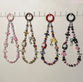 Cartoon Alloy Rabbit Mobile Phone Chain Crystal Black Powder Sweet Cool Colored Peanut Beads Bear Bag Pendant Keychain Pendant