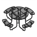 Outdoor Commercial Heavy Duty Thermoplastic Coated Metal Steel Mesh UV Resistant Rust Proof Picnic Table With Attached Bench