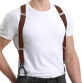 Adjustable Leather 6 Clips Braces Men Suspenders Unisex Casual Trousers Strap Wedding Accessories Snap Hook Adult Suspenders