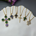Fashion Metal Zircon Cross Necklace Clavicle Chain Neck for Women Jewelry Wholesale