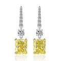 925 Sterling Silver Drop Earrings Square Shape Yellow Moissanite Jewellery Earrings