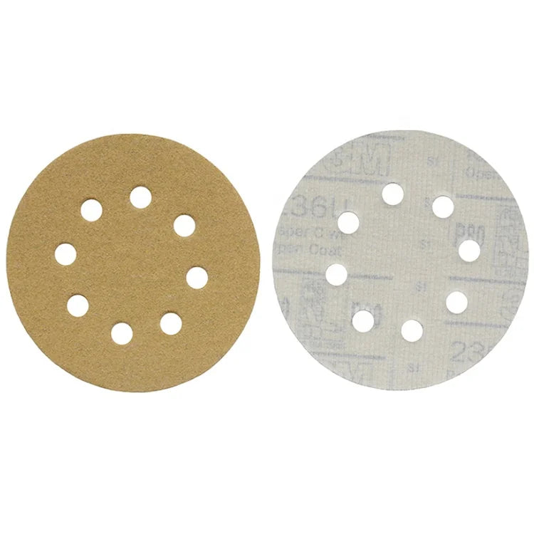 3M OEM OBM Medium 236U 125mm 8-Hole High Performance Abrasive Sandpaper Disc with Golden Hook and Loop Backing