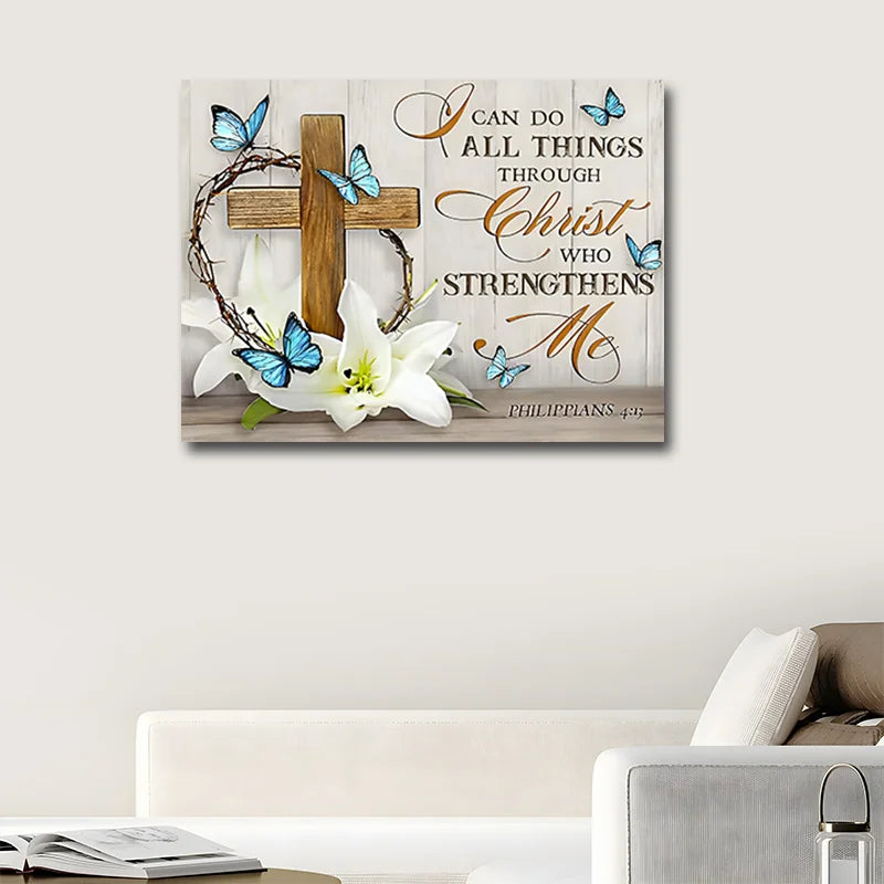 Wholesale Canvas Scripture Christian Religious Butterfly Painting Christ Faith Spiritual Modern Wall Art Home Decor