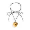 Y2K Simple Jewelry Big Heart Pendant Necklace Girls Chunky Velvet Chain Heart Necklaces for Women Teen