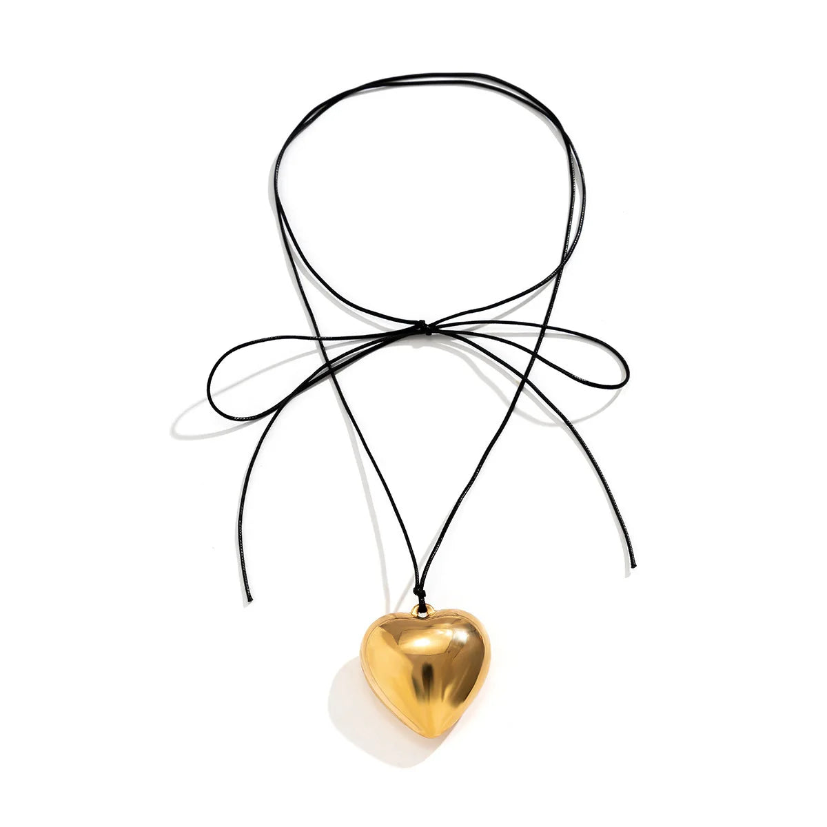 Y2K Simple Jewelry Big Heart Pendant Necklace Girls Chunky Velvet Chain Heart Necklaces for Women Teen