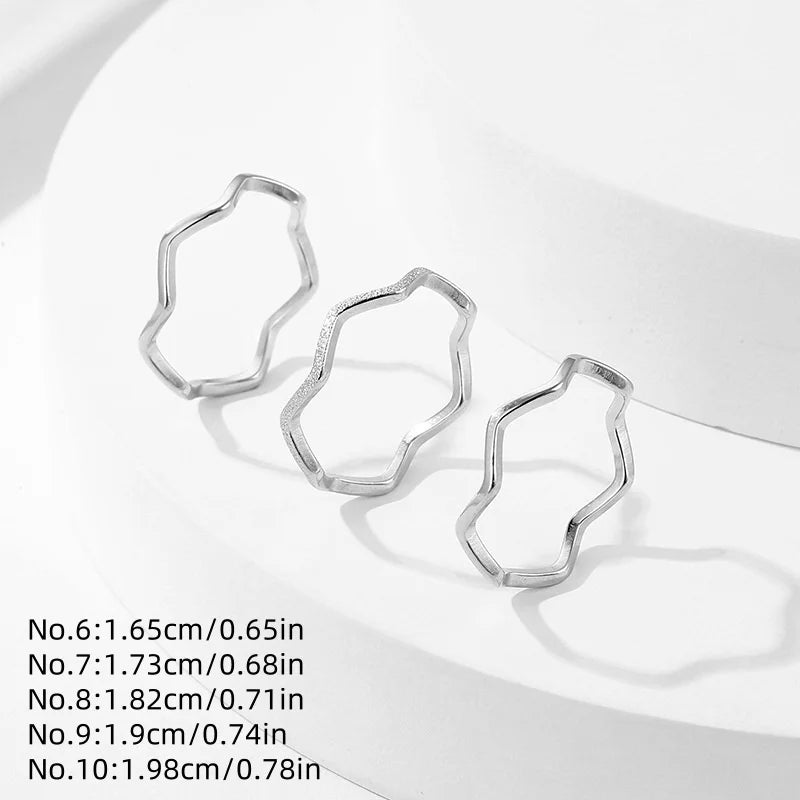 High-End Stainless Steel Matte Smooth Three Stone Combination Ring for Unisex-Trendy Durable & Fade-Resistant