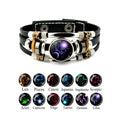 Zodiac Sign Genuine Horoscope Leather Bracelet Aries Taurus Gemini Cancer Leo Virgo Libra Scorpio Sagittarius Aquarius Bracelet