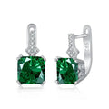 925 Sterling Silver Square Princess Cut White CZ Zircon Sparkle Crystal Square Hoop Earrings for Women