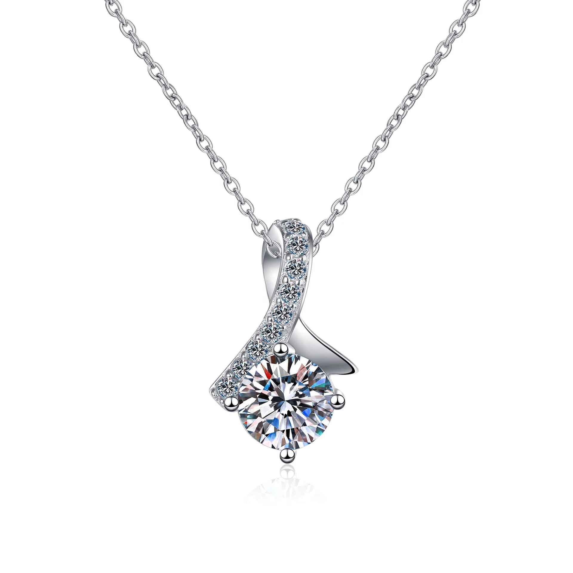 Exquisite Fine Jewelry Square Moissanite Diamond Necklace 925 Sterling Silver Heart Pendant Necklace