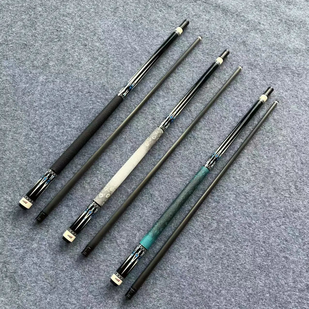 Hot Sale YFen M7- White  58'' 1/2-pc Billiard Pool Cue With Carbon Fiber Forearm/Uni-Lock Joint and With Extension