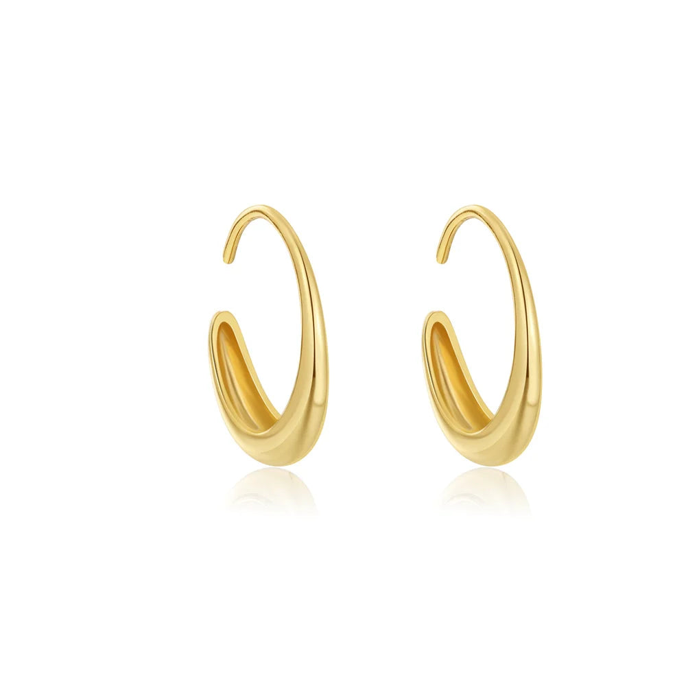 Europe and America Simplicity Fashion Jewelry 925 Sterling Silver C Type Gold Plated Stud Earring Jewelry for Women