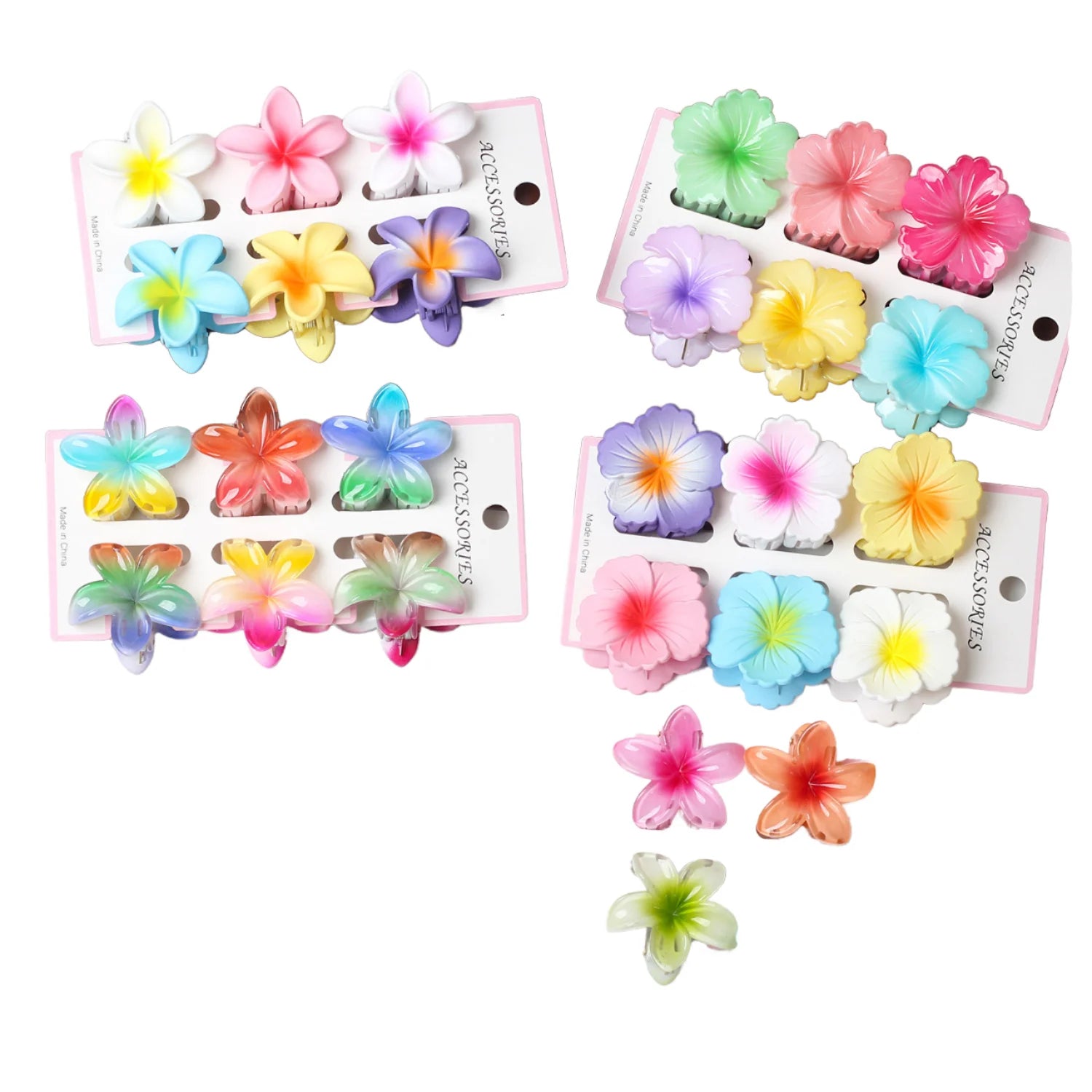 Wholesale New Summer Elegant Large Plastic Hair Claw Clip Hawaiian Flower Beach Hair Claws Fashionable Flower Hair Claws
