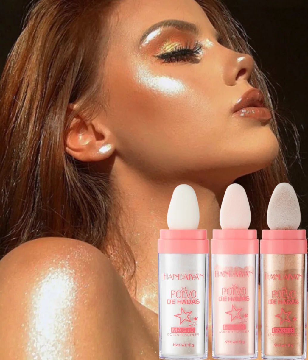 HANDAIYAN 3 Colors Shimmer Face Glitter Loose Powder Highlighter Waterproof Vegan Long-lasting Makeup Cosmetics