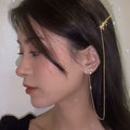 Silver Color Bar Long Thread Tassel Drop Earrings for Women Glossy Baroque Korean Earring Pearls Hair Clips Pin Fashion Jewelry