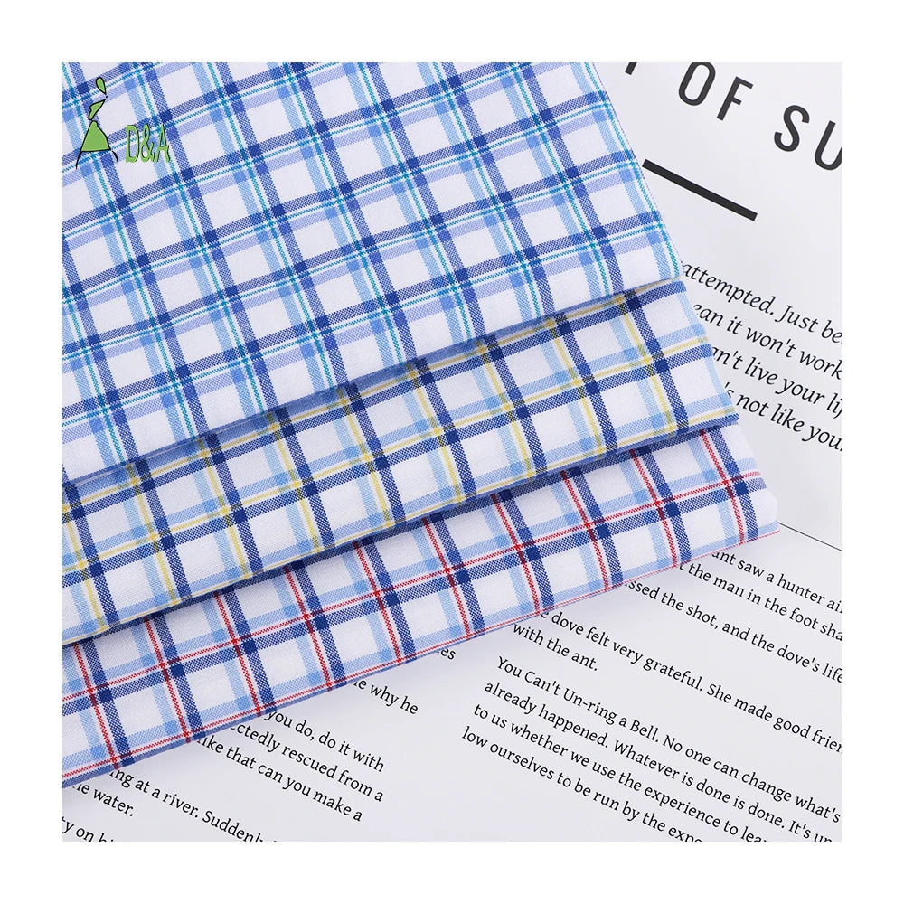 Promotion 40% Polyester 30% Cotton 30% Viscose 116gsm Plaid Student School Uniform Fabric Woven Dress Garment Fabrics for Shirts