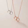 925 Sterling Silver Interlocking Round Circle Pendant Necklace Rose Gold Plated Chain CZ Necklaces Fashion Jewelry for Women