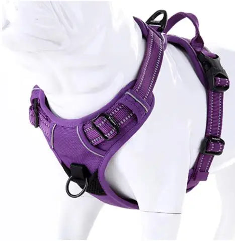 Wholesale Customized Design Nylon Padded Simple Adjustable Reflective Pet Vest Dog Harness with Control Handle