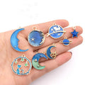 24pcs Mixed Designs Moon Star Enamel Earth Charms for Jewelry Making