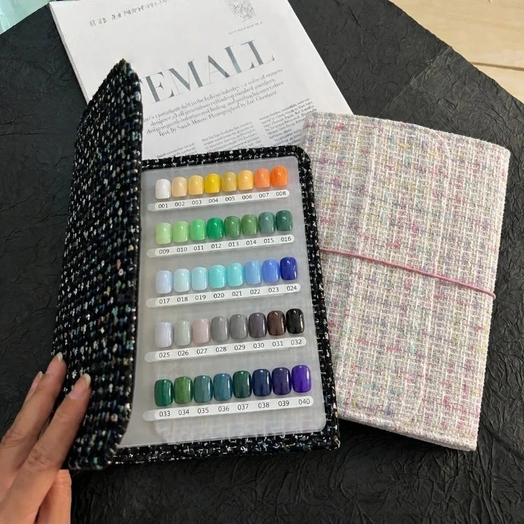 High-end Woolen Style Nail Art Display Board Color Card Press on Nails Storage Book Loose-leaf Display Book Nail Art Color Board