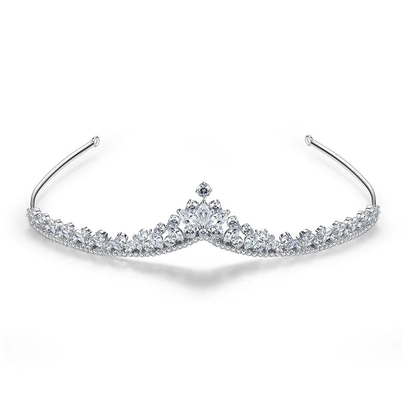 SLBRIDAL Luxury Pave Setting Cubic Zircon Bridal Tiara Headband Wedding Queen Princess Party CZ Crown Bridesmaids Women Jewelry