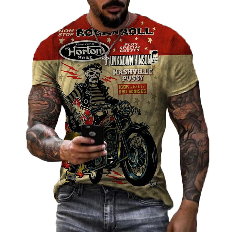 Evertop Custom Graphic XS T-Shirt for Men Breathable Oversize 3D Printed Playeras Clothing Hip Hop Style