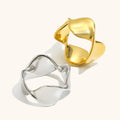 Maiou Elegant Stainless Steel 18K PVD Gold Plated Waterproof Twist Engagement Rings Jewelry for Women and Ladies